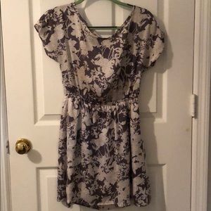 Purple & Cream Mini Open Back Dress